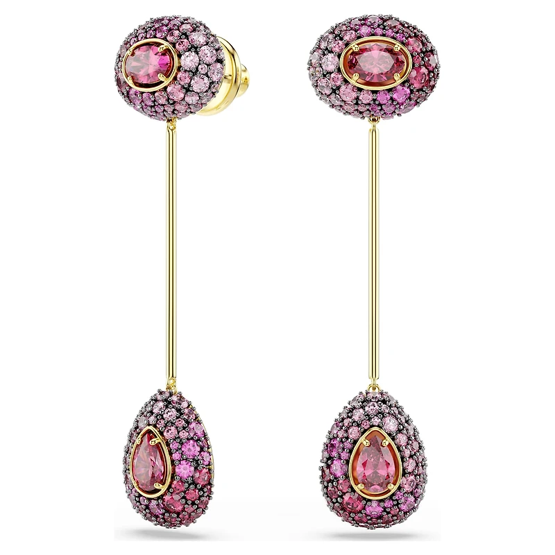 Sublima drop earrings, Pear cut, Red, 18K gold finish