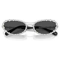 Sunglasses, Oval shape, 2 in 1 clip-on, SK7044, Silver Tone by SWAROVSKI