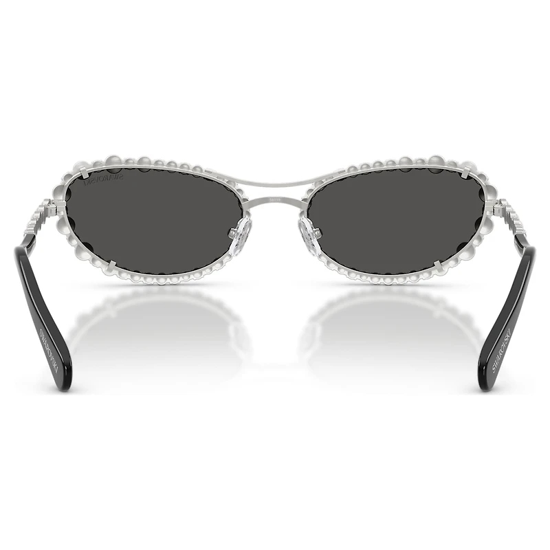 Sunglasses, Oval shape, 2 in 1 clip-on, SK7044, Silver tone by SWAROVSKI