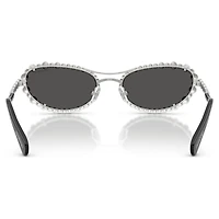 Sunglasses, Oval shape, 2 in 1 clip-on, SK7044, Silver tone by SWAROVSKI