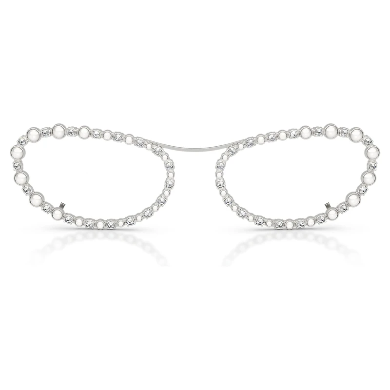 Sunglasses, Oval shape, 2 in 1 clip-on, SK7044, Silver Tone by SWAROVSKI