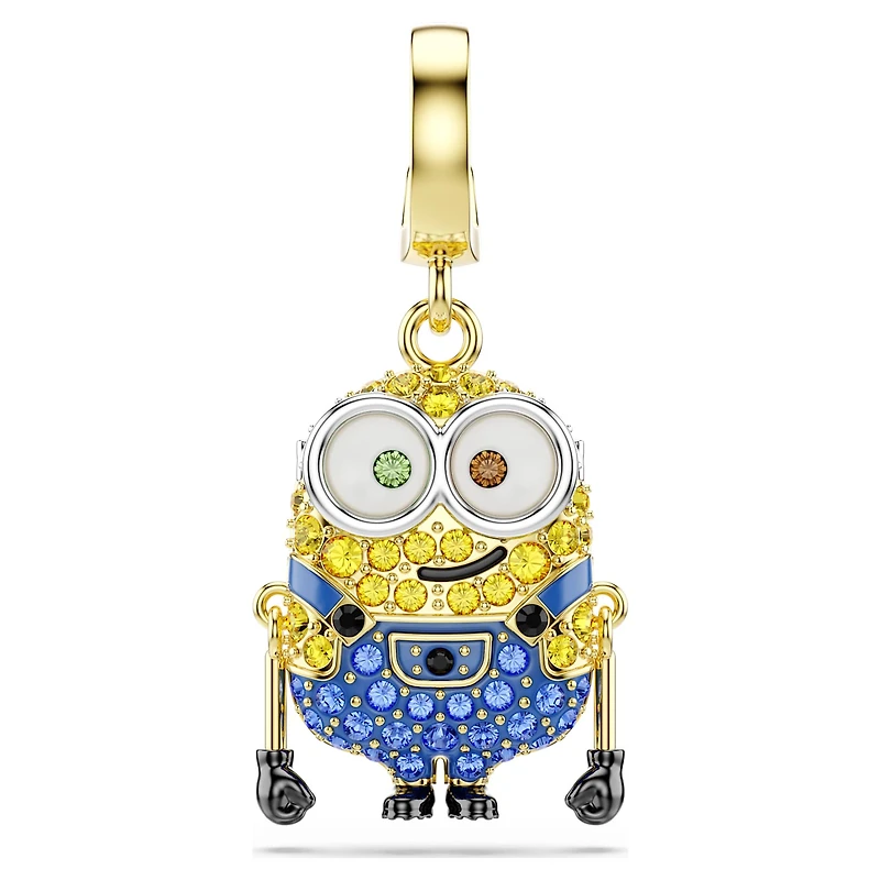 Minions Bob charm, Pavé, Multicoloured, 18K gold finish