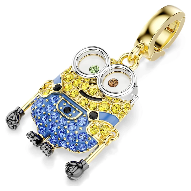 Minions Bob charm, Pavé, Multicoloured, Gold-tone plated