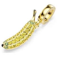Minions Banana charm, Pavé, Yellow, 18K gold finish