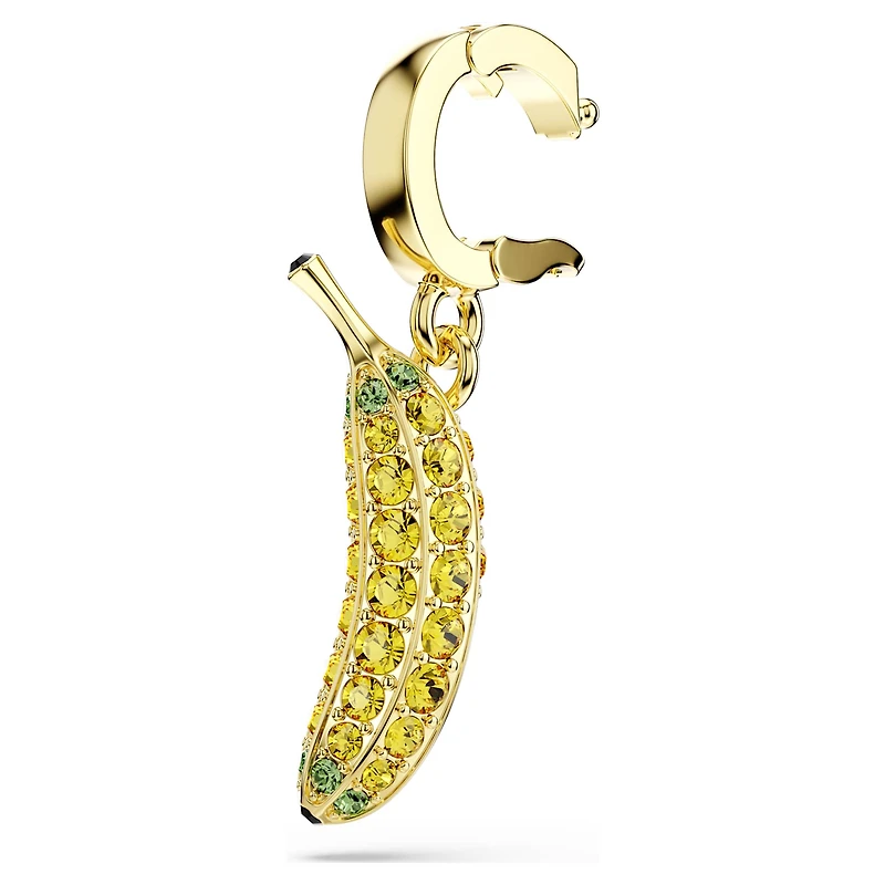 Minions Banana charm, Pavé, Yellow, Gold-tone plated