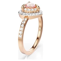 One motif ring, Heart cut, Pavé, Heart, Pink, 18K rose gold finish