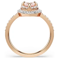 One motif ring, Heart cut, Pavé, Heart, Pink, 18K rose gold finish