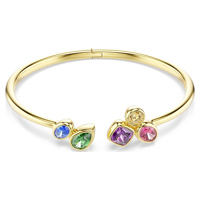 Imber bangle, Mixed cuts, Multicoloured, 18K gold finish