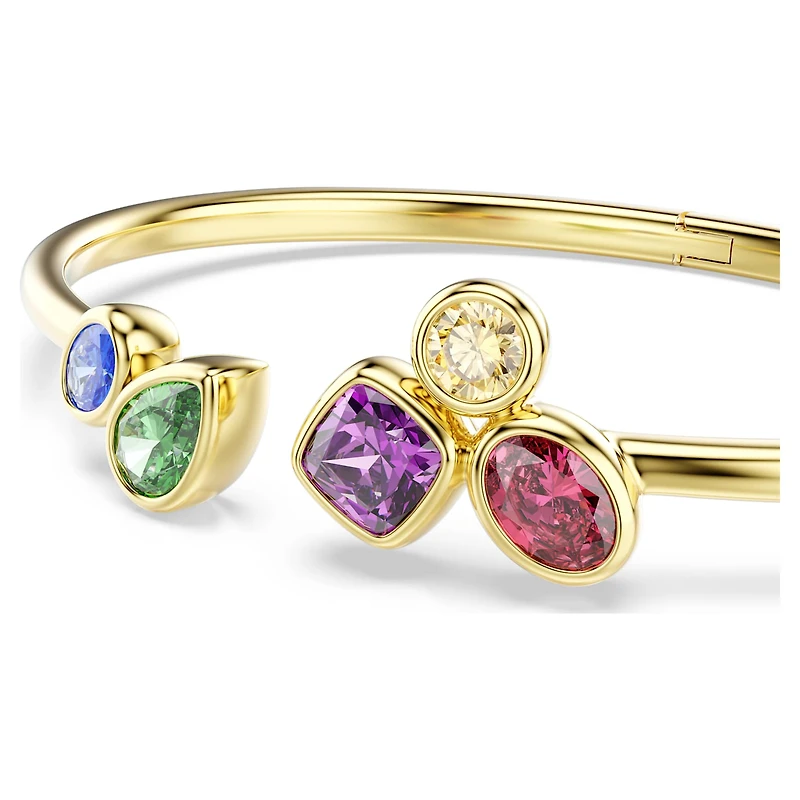 Imber bangle, Mixed cuts, Multicoloured, 18K gold finish
