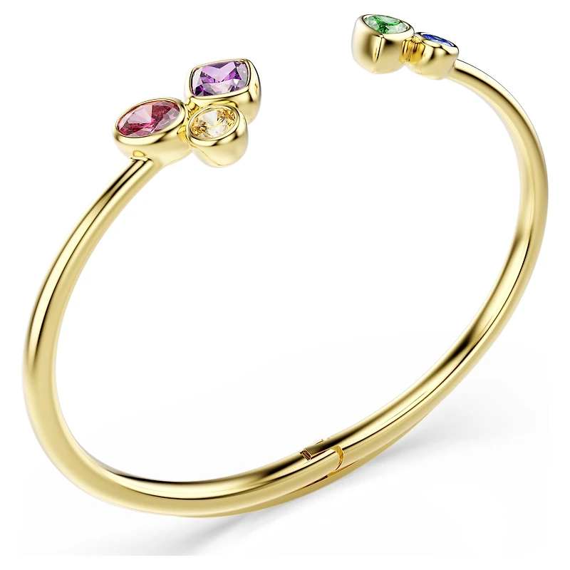 Imber bangle, Mixed cuts, Multicoloured, 18K gold finish