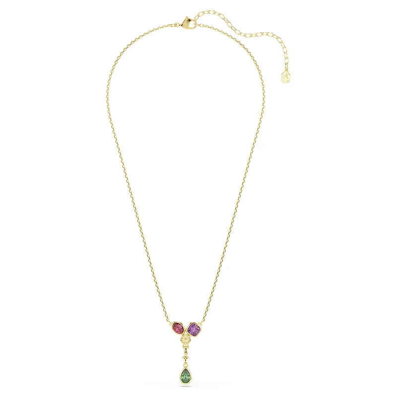 Imber Y pendant, Mixed cuts, Multicoloured, 18K gold finish