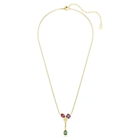 Imber Y pendant, Mixed cuts, Multicoloured, 18K gold finish