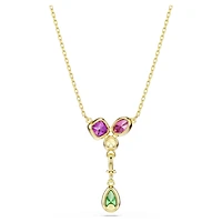 Imber Y pendant, Mixed cuts, Multicoloured, 18K gold finish