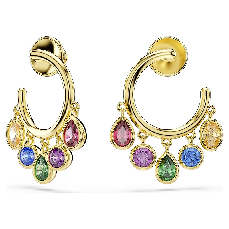 Imber hoop earrings, Mixed cuts, Multicoloured, 18K gold finish