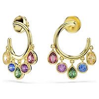 Imber hoop earrings, Mixed cuts, Multicoloured, 18K gold finish