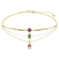 Imber layered necklace, Mixed cuts, Multicoloured, 18K gold finish