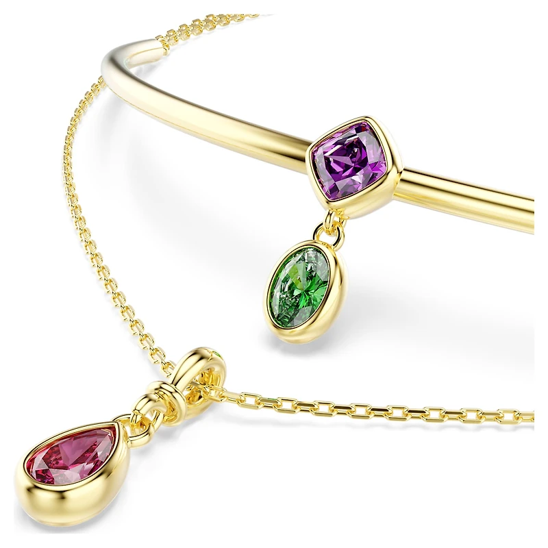 Imber layered necklace, Mixed cuts, Multicoloured, 18K gold finish