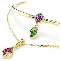 Imber layered necklace, Mixed cuts, Multicoloured, 18K gold finish