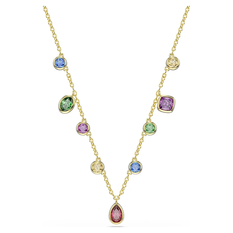 Imber necklace, Mixed cuts, Multicoloured, 18K gold finish