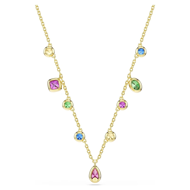 Imber necklace, Mixed cuts, Multicoloured, 18K gold finish