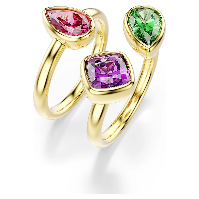 Imber cocktail ring, Set (2), Mixed cuts, Multicoloured, 18K gold finish