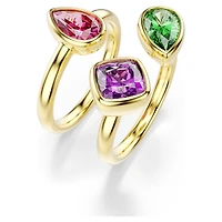 Imber cocktail ring, Set (2), Mixed cuts, Multicoloured, 18K gold finish