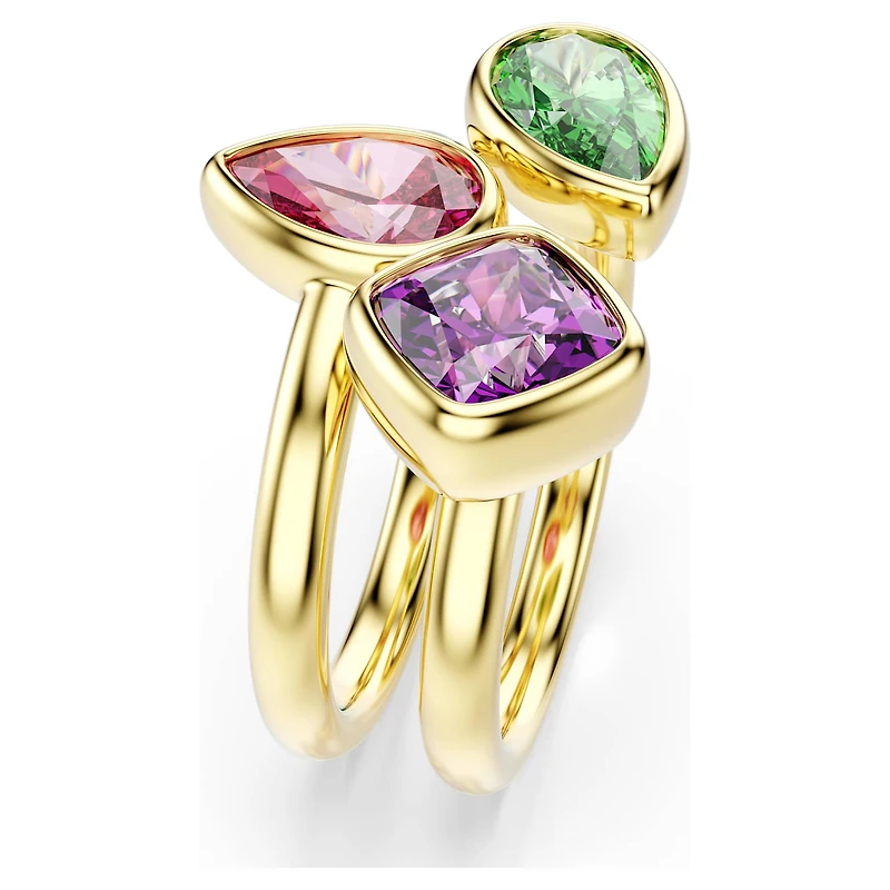 Imber cocktail ring, Set (2), Mixed cuts, Multicoloured, 18K gold finish