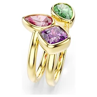 Imber cocktail ring, Set (2), Mixed cuts, Multicoloured, 18K gold finish