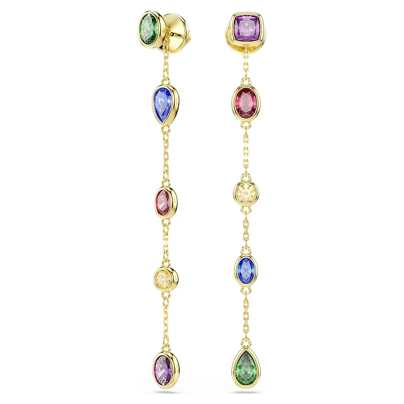 Imber drop earrings, Mixed cuts, Multicoloured, 18K gold finish