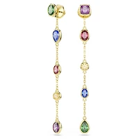 Imber drop earrings, Mixed cuts, Multicoloured, 18K gold finish