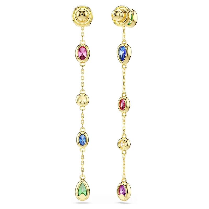 Imber drop earrings, Mixed cuts, Multicoloured, 18K gold finish