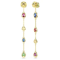 Imber drop earrings, Mixed cuts, Multicoloured, 18K gold finish