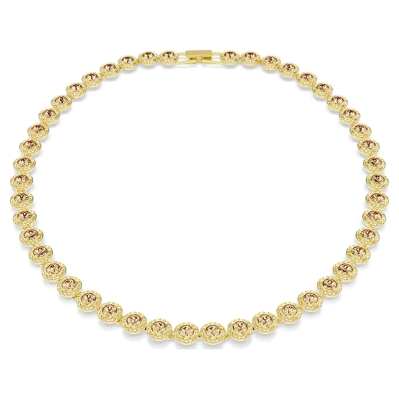 Una Angelic necklace, Round cut, Caramel, 18K gold finish