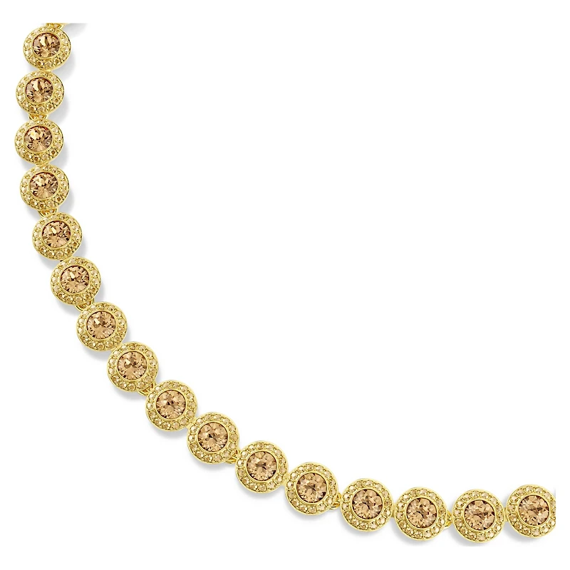 Una Angelic necklace, Round cut, Caramel, 18K gold finish