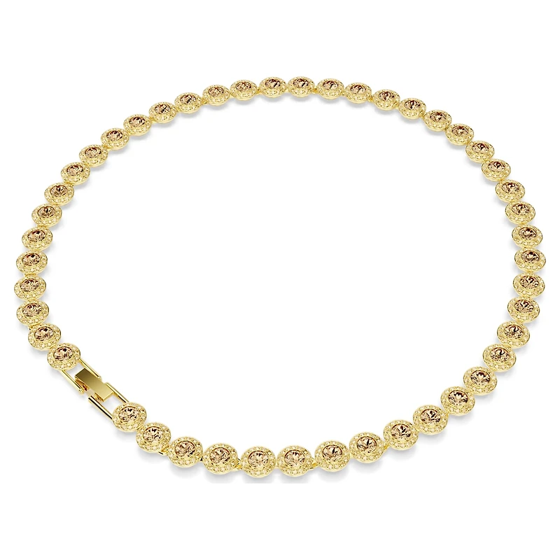Una Angelic necklace, Round cut, Caramel, 18K gold finish