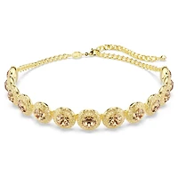 Una Angelic choker, Round cut, Caramel, 18K gold finish