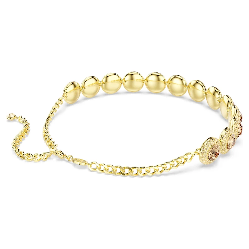 Una Angelic choker, Round cut, Caramel, 18K gold finish