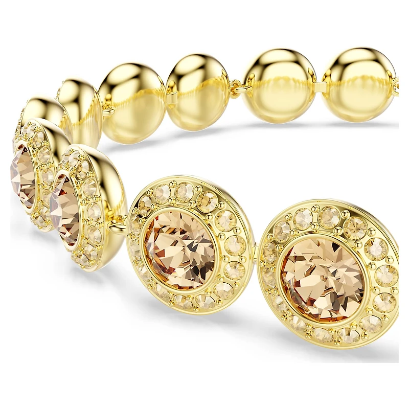 Una Angelic bracelet, Round cut, Caramel, 18K gold finish