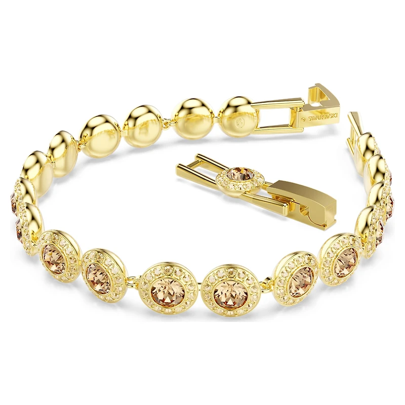 Una Angelic bracelet, Round cut, Caramel, 18K gold finish