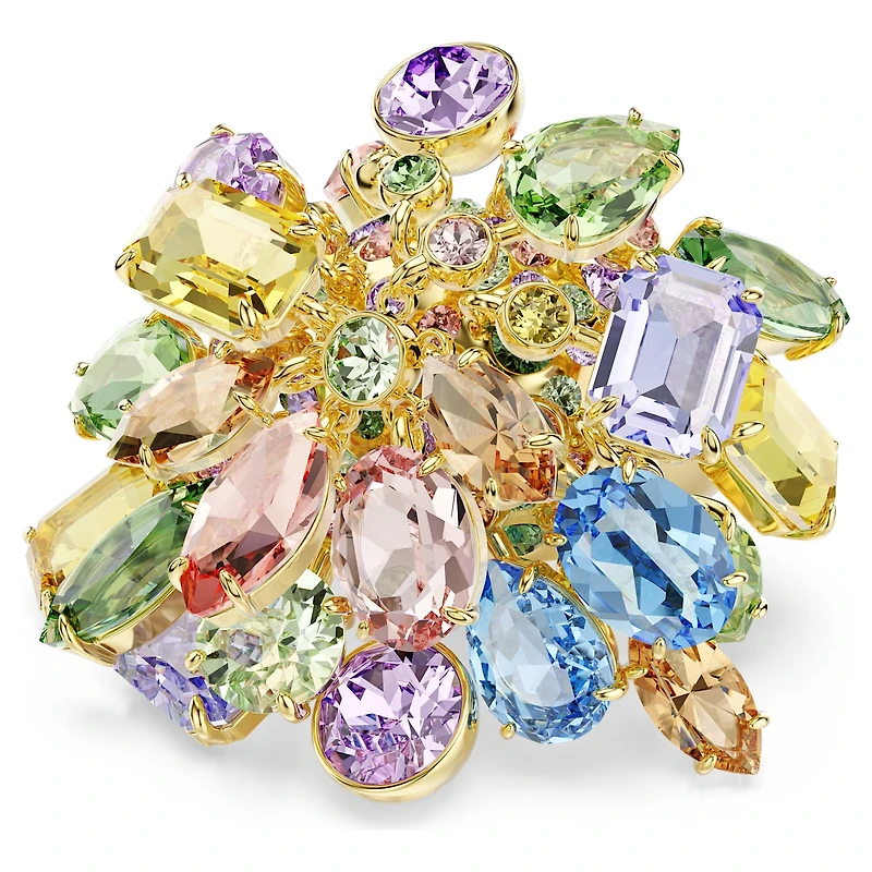 Gema cocktail ring, Mixed cuts, Multicoloured, Gold-tone plated