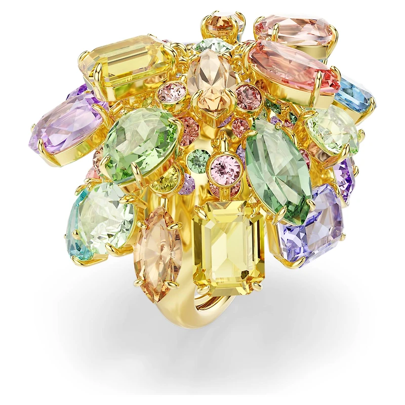 Gema cocktail ring, Mixed cuts, Multicoloured, 18K gold finish