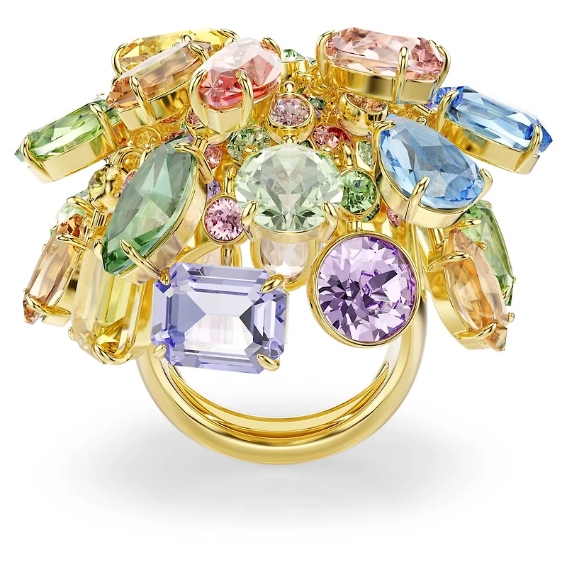 Gema cocktail ring, Mixed cuts, Multicoloured, Gold-tone plated