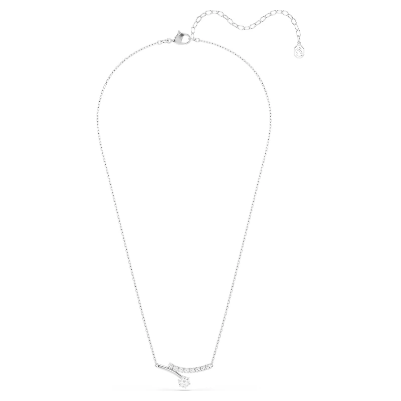 Matrix necklace, Round cut, White, Rhodium plated