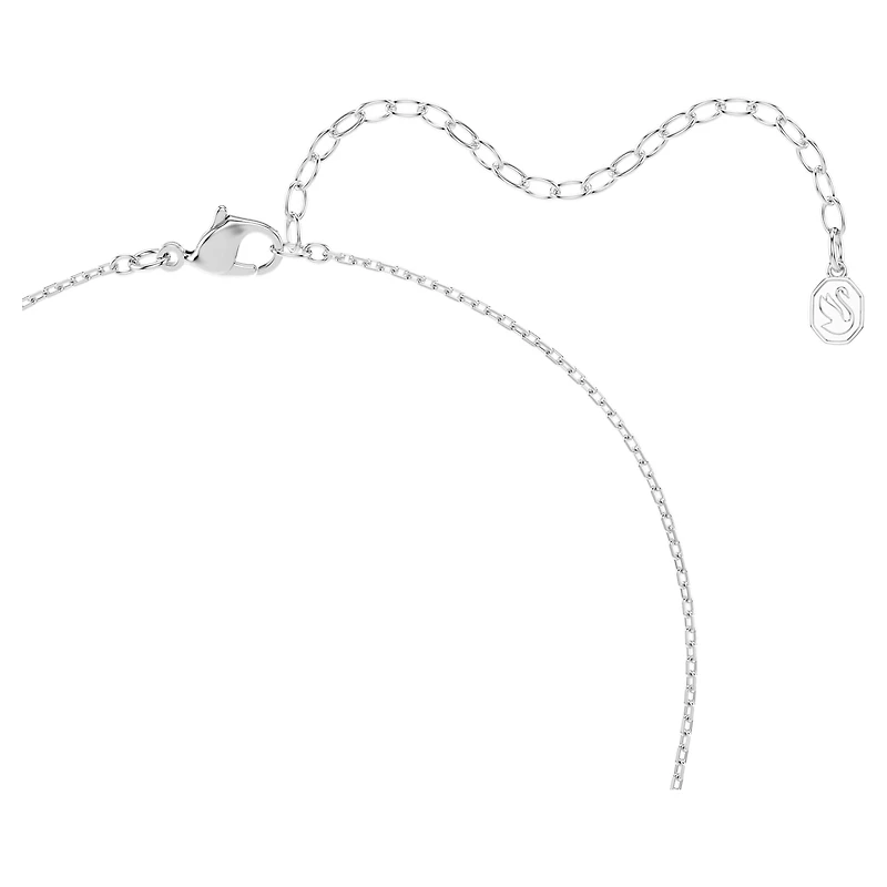 Matrix necklace, Round cut, White, Rhodium plated