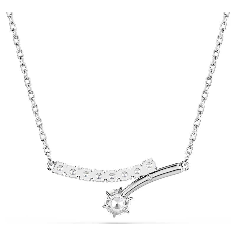 Matrix necklace, Round cut, White, Rhodium plated