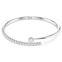 Matrix bangle, Round cut, White, Rhodium plated