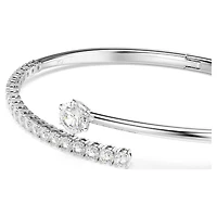 Matrix bangle, Round cut, White, Rhodium plated