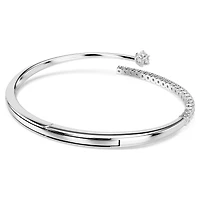 Matrix bangle, Round cut, White, Rhodium plated