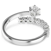 Matrix open ring, Round cut, White, Rhodium plated