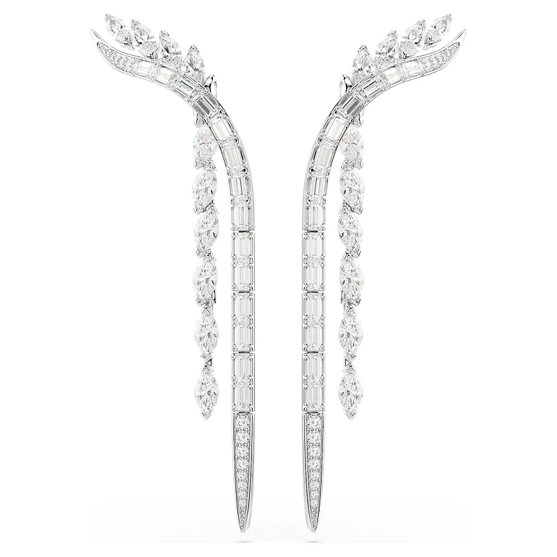 Mesmera earrings, Mixed cuts, White, Rhodium plated